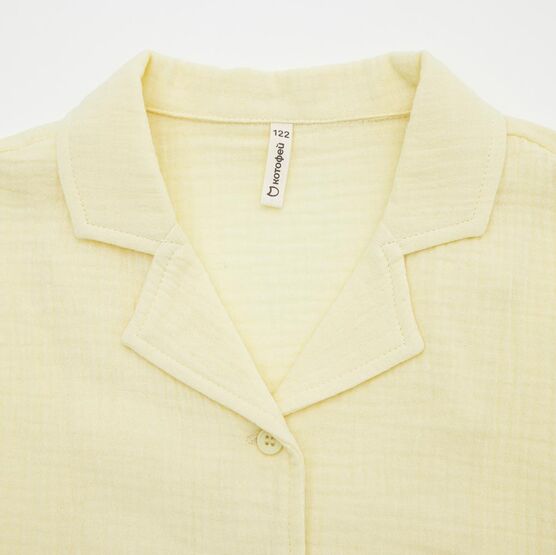 07864095-40 Летний костюм рубашка + шорты для девочки для девочки желтый фото №3