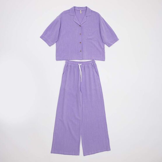 07864096-60 Летний костюм рубашка + брюки для девочки для девочки сиреневый