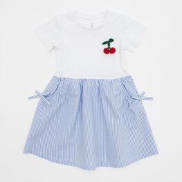 07865065-30 Детское платье на лето со съемным декором для девочки голубой,белый