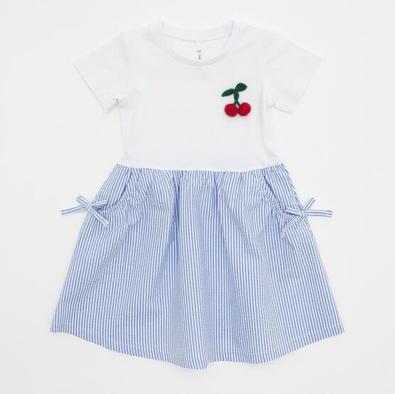 07865065-30 Детское платье на лето со съемным декором для девочки голубой,белый