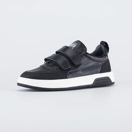 732385-22 Кожаные полуботинки на липучках черный для мальчики черный