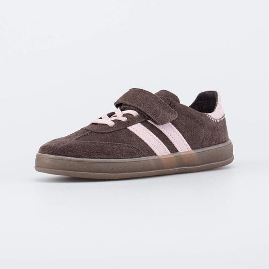 632374-71 Кожаные кеды-полуботинки для девочки для девочки коричневый + розовый