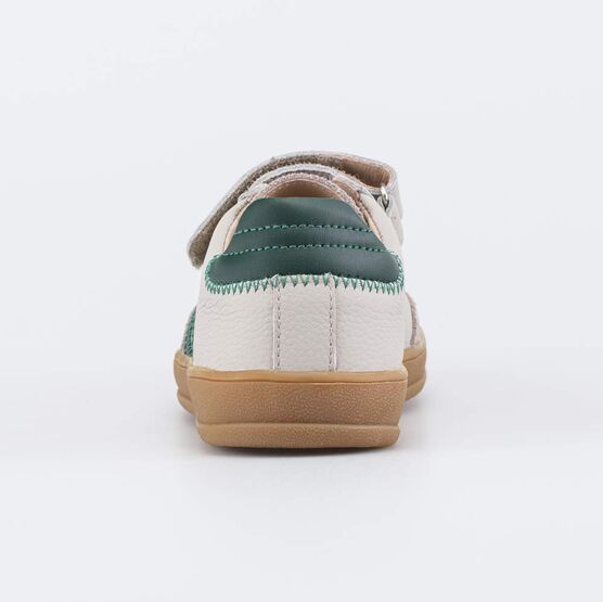 632374-74 Кожаные кеды-полуботинки для мальчика для мальчики бежевый + зеленый фото №5