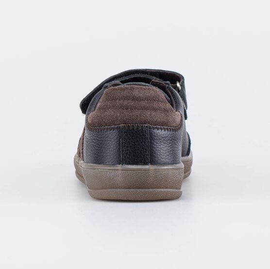 632374-76 Кожаные кеды-полуботинки для мальчика для мальчики черный + коричневый фото №5