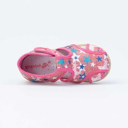 221104-71 Босоножки текстильные для девочки коралл фото №4