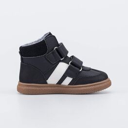 152402-33 Утепленные кожаные ботинки для мальчика для мальчики черный + бежевый фото №2