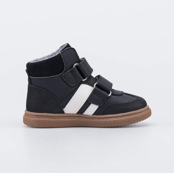 152402-33 Утепленные кожаные ботинки для мальчика для мальчики черный + бежевый фото №2