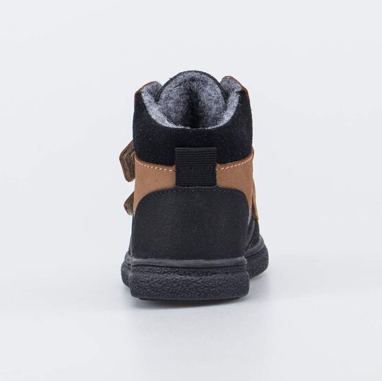 152402-34 Утепленные кожаные ботинки для мальчика для мальчики черный + коричневый фото №5