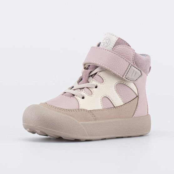 152403-31 Утепленные кожаные ботинки для девочки для девочки розовый + бежевый