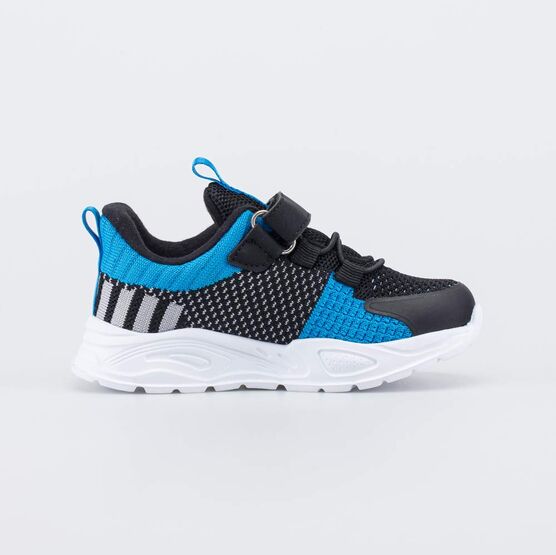 644389-16 Текстильные кроссовки на липучке для мальчики черный + синий фото №2