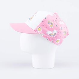 07809062-40 Кепка-бейсболка для девочки Единорожки для девочки розовый + белый фото №3