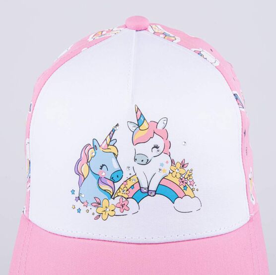 07809062-40 Кепка-бейсболка для девочки Единорожки для девочки розовый + белый фото №5