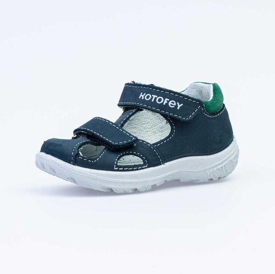 122169-22 Сандалии из натурального нубука для мальчика для мальчики син-зел