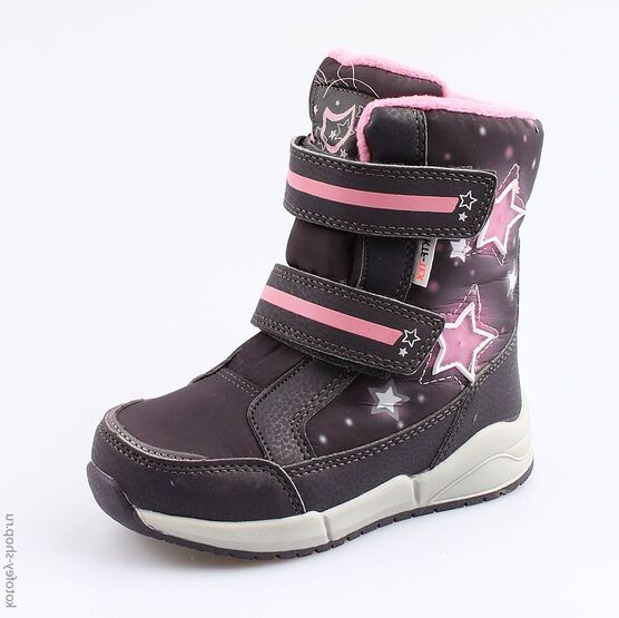 454989-42 Мембранные ботинки для девочки сер-роз