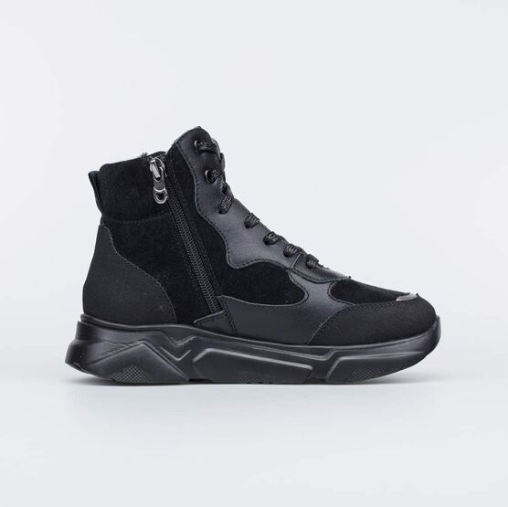 752195-32 Ботинки для девочки чер-беж фото №2