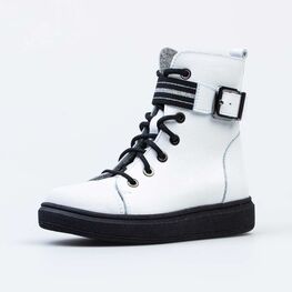 552219-32 Кожаные утепленные ботинки для девочки для девочки белый