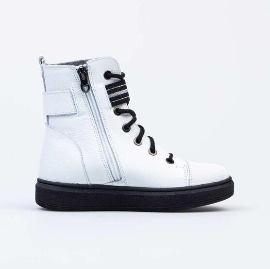 552219-32 Кожаные утепленные ботинки для девочки для девочки белый фото №2