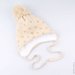 07811092-40 Шапка зимняя, 70% шерсти, бежевая для девочки бежевый