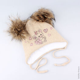 07811093-40 Шапка зимняя, 70% шерсти, бежевая для девочки бежевый