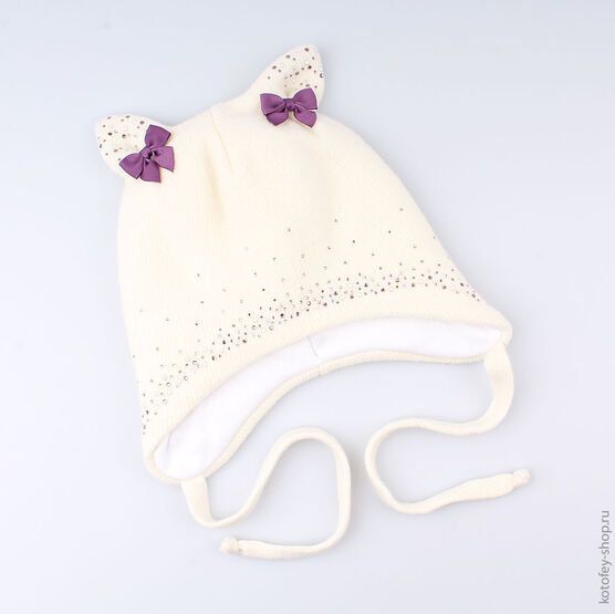 07811094-40 Шапка зимняя 80% шерсти белая для девочки белый