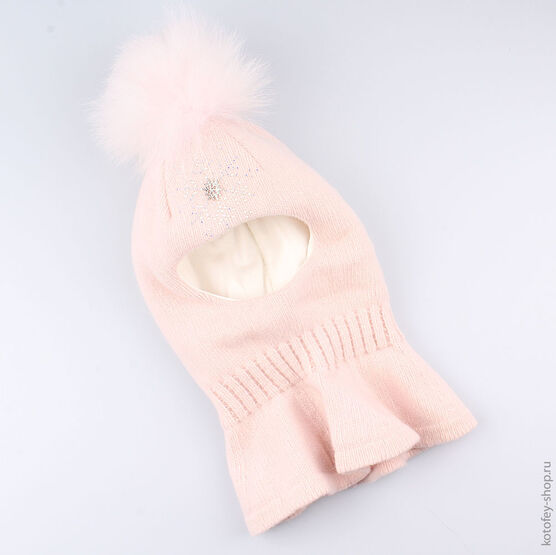 07811097-41 Шлем зимний, 70% шерсти, розовый для девочки розовый