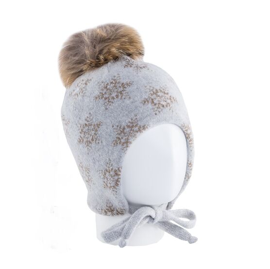 07811101-40 Теплая шапка для девочки, серая для девочки серый