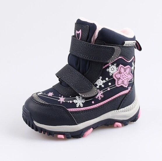 454809-45 Мембранные ботинки с LED-подсветкой для девочки син-роз