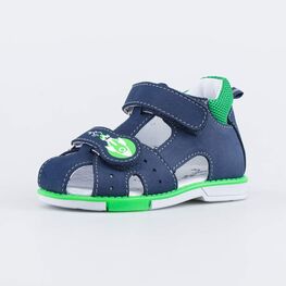 122213-21 Кожаные сандалии для мальчики син-зел