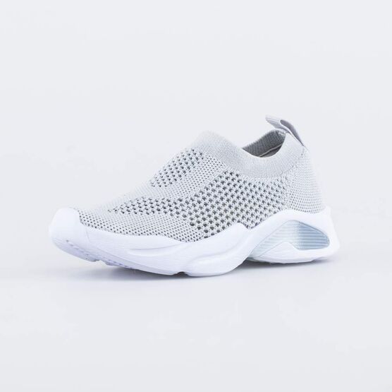 641035-12 Кроссовки из вязаного текстиля для девочки серый