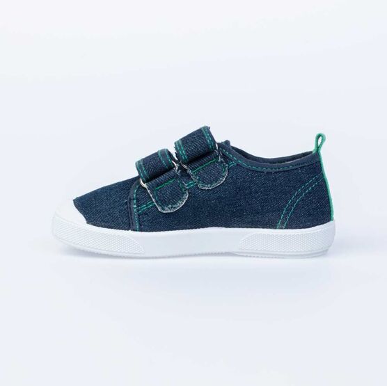 331116-12 Хлопковые кеды на липучках для мальчики син-зел фото №2