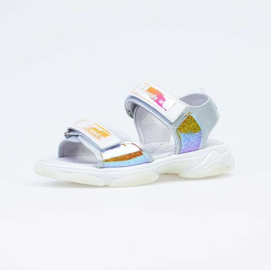623020-21 Босоножки для девочки сер-бел