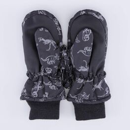 07721273-40 Детские варежки на зиму для мальчика черный для мальчики черный + серый фото №2