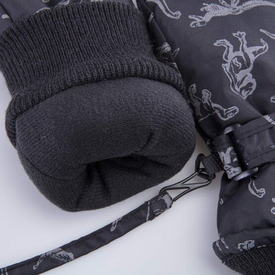 07721273-40 Детские варежки на зиму для мальчика черный для мальчики черный + серый фото №4