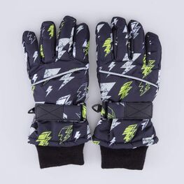 07722251-40 Теплые перчатки на зиму для мальчика для мальчики черный + желтый
