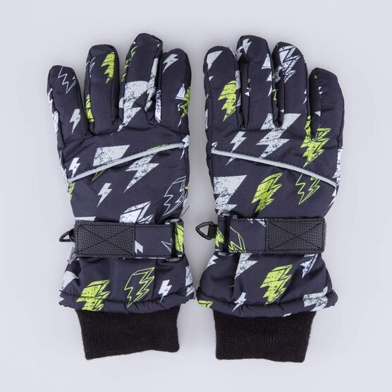 07722251-40 Теплые перчатки на зиму для мальчика для мальчики черный + желтый