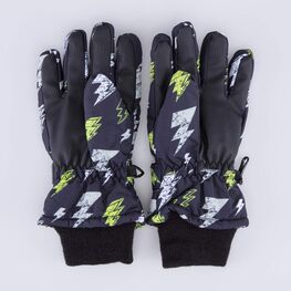 07722251-40 Теплые перчатки на зиму для мальчика для мальчики черный + желтый фото №2