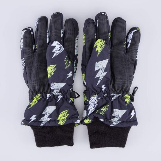 07722251-40 Теплые перчатки на зиму для мальчика для мальчики черный + желтый фото №2