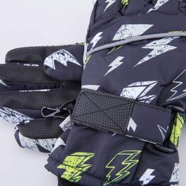 07722251-40 Теплые перчатки на зиму для мальчика для мальчики черный + желтый фото №3