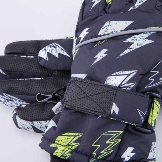 07722251-40 Теплые перчатки на зиму для мальчика для мальчики черный + желтый фото №3