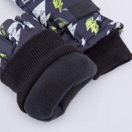 07722251-40 Теплые перчатки на зиму для мальчика для мальчики черный + желтый фото №4