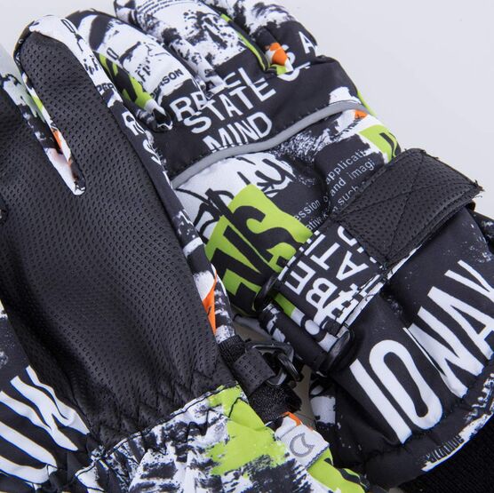 07722252-40 Теплые перчатки на зиму для мальчика для мальчики черный + белый фото №3