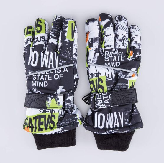 07722252-40 Теплые перчатки на зиму для мальчика для мальчики черный + белый