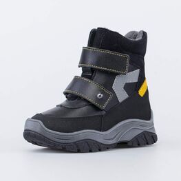 352343-42 Ботинки для мальчика из натуральной кожи для мальчики чер-жел