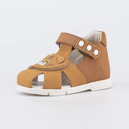 122236-21 Кожаные сандалии с регулируемым ремешком Тигренок для мальчики коричневый