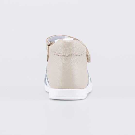 122237-21 Кожаные сандалии с регулируемым ремешком Овечка для девочки белый + бежевый фото №5