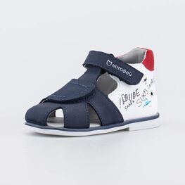 122238-21 Кожаные сандалии для мальчика Акула для мальчики синий + белый