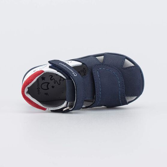 122238-21 Кожаные сандалии для мальчика Акула для мальчики синий + белый фото №4