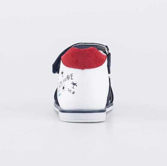 122238-21 Кожаные сандалии для мальчика Акула для мальчики синий + белый фото №5