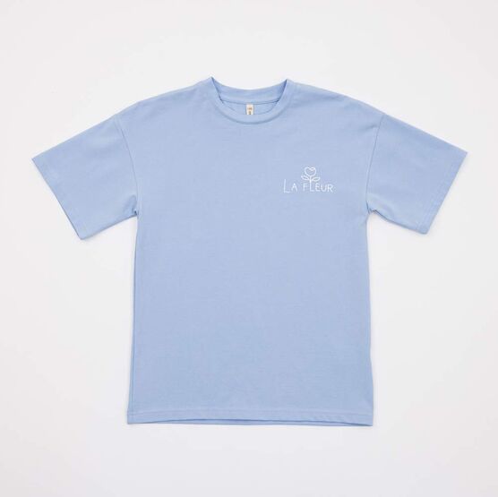 07802079-30 Хлопковая футболка для девочки для девочки голубой