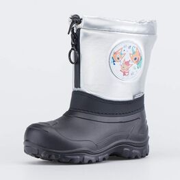 264038-42 Сноубутсы с защитой от снега Три кота для девочки серый + черный